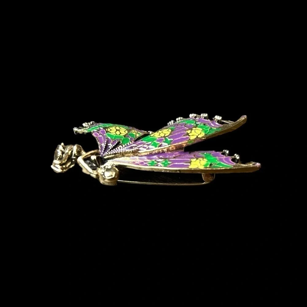 Fairy Brooch Kneeling Praying  Demential Colorful Wings Feminine Fairycore Pin
